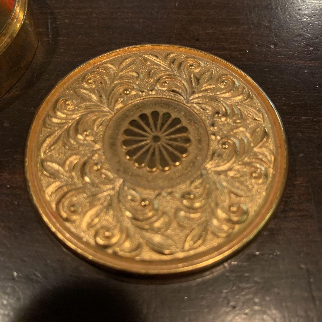 Amazon.co.jp: 古い 骨董 朱肉入れケース 小24K GP金ゴールド 菊の御紋